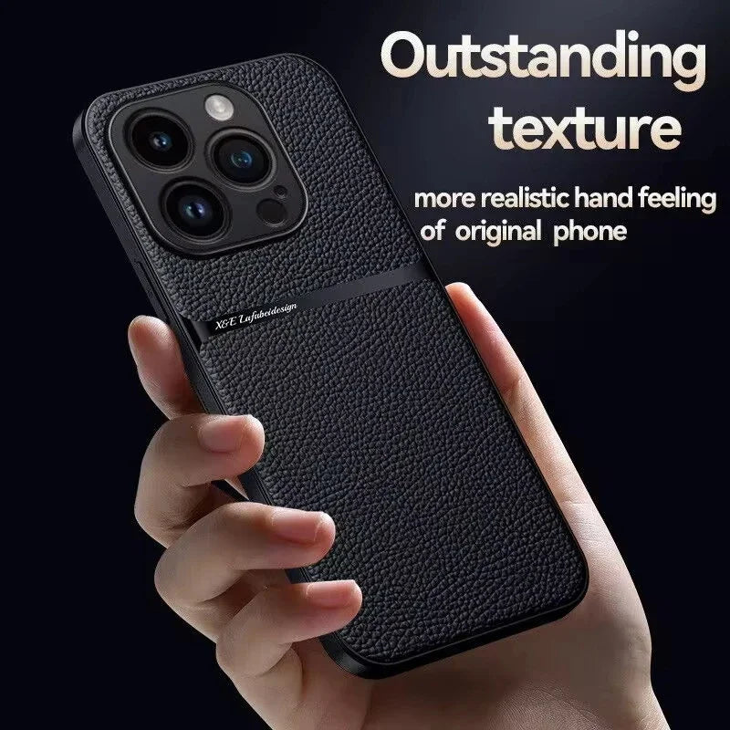 VYOPBC Magnetic Leather Phone Case With Lens Protector for iPhone