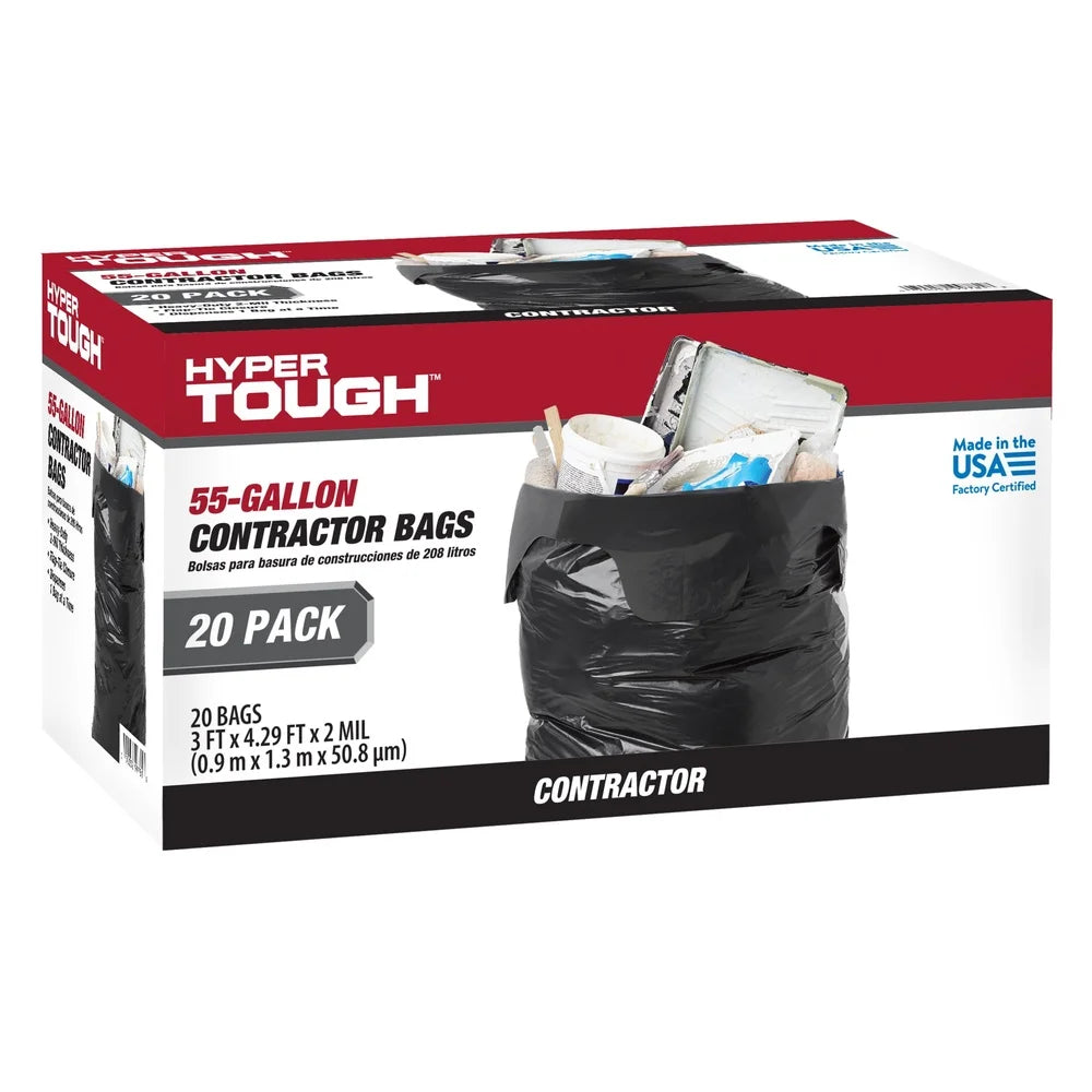Heavy Duty Contractor Trash Bags 20 Count For Construction Cleanup