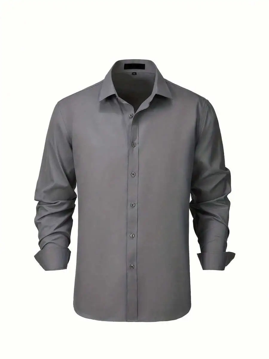 Mens Long Sleeve Formal Poplin Shirt For Business Or Wedding