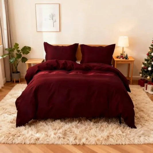 French Linen Duvet Cover Set Natural Flax Cotton Blend