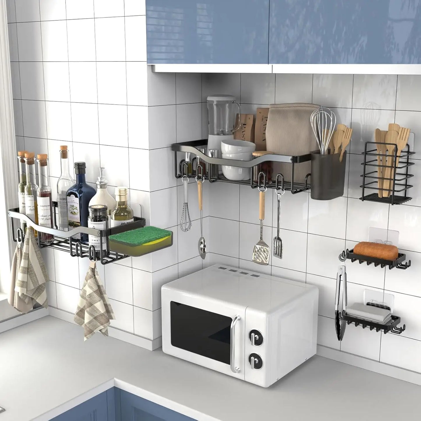 Rustproof Stainless Steel Shower Caddy Seven Pack Wall Organizer