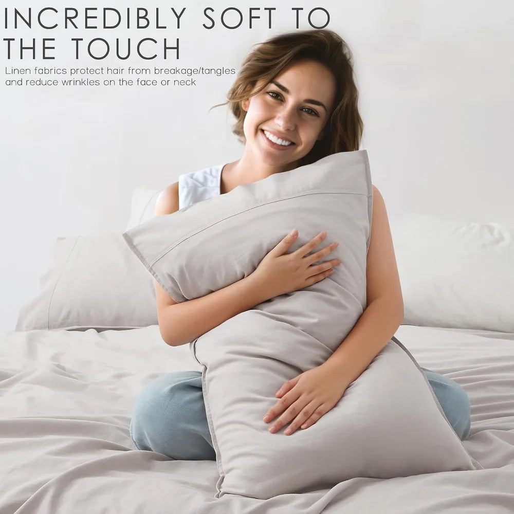 French Linen Sheet Set 4 Piece Breathable Natural Bedding