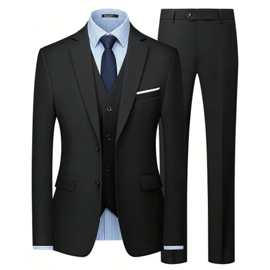 CYPTIRY Men's 3 Piece Slim Suit Set Blazer Pants Shirt