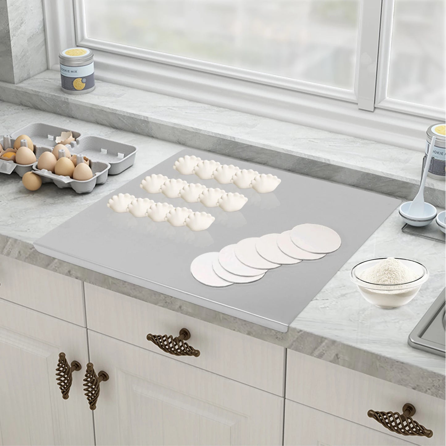 60x50cm Stainless Steel Chopping Board with L-Shaped Folded Edge