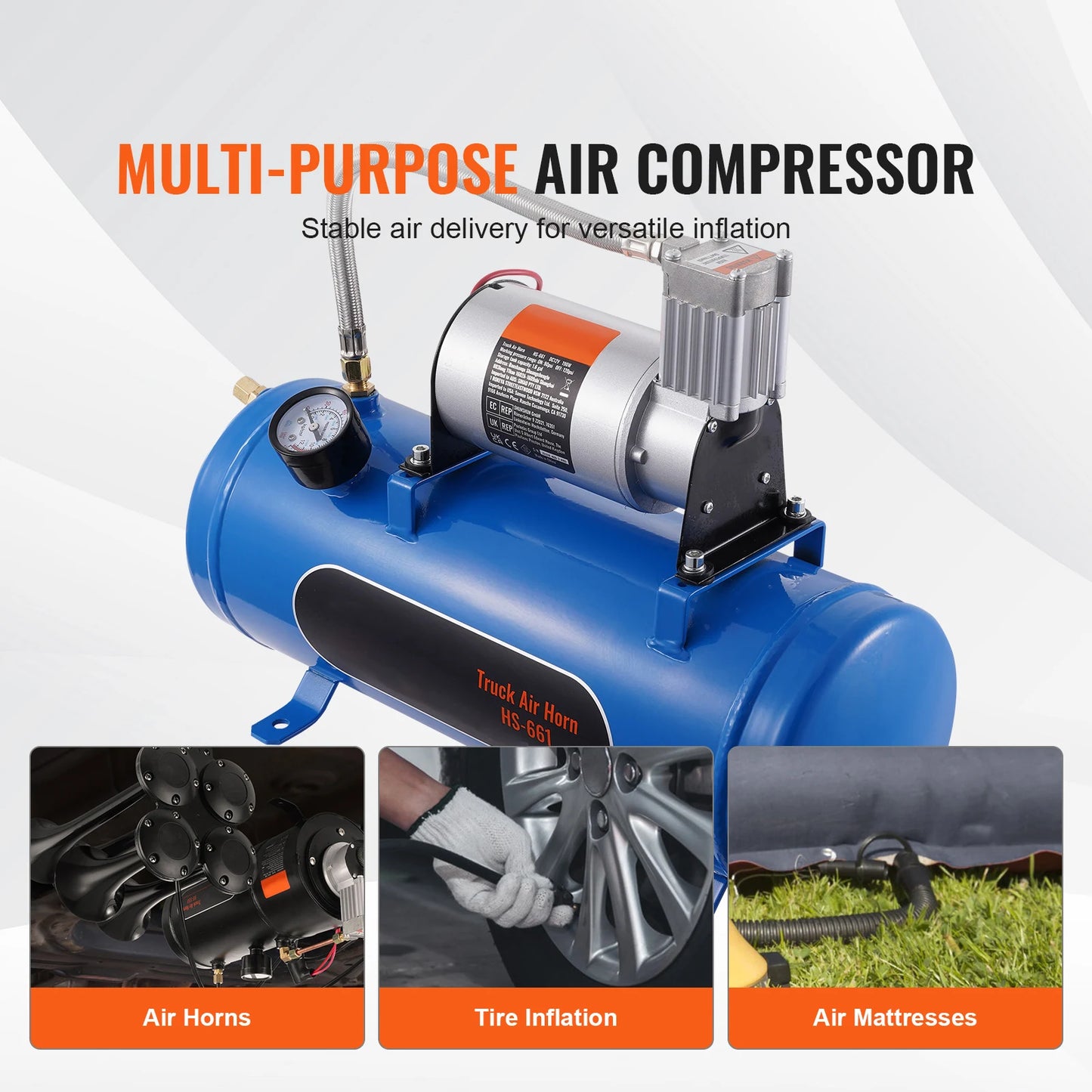 Succebuy 12V Air Compressor With Tank 120 PSI Onboard System