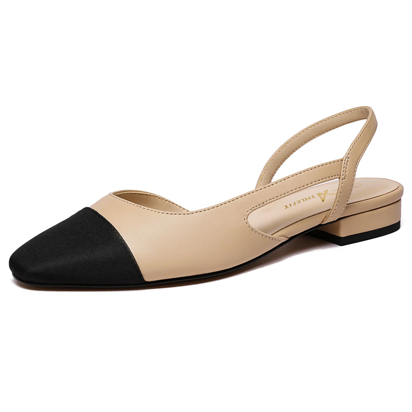 Women Slingback Flats Square Pointed Toe Two Tone Flats