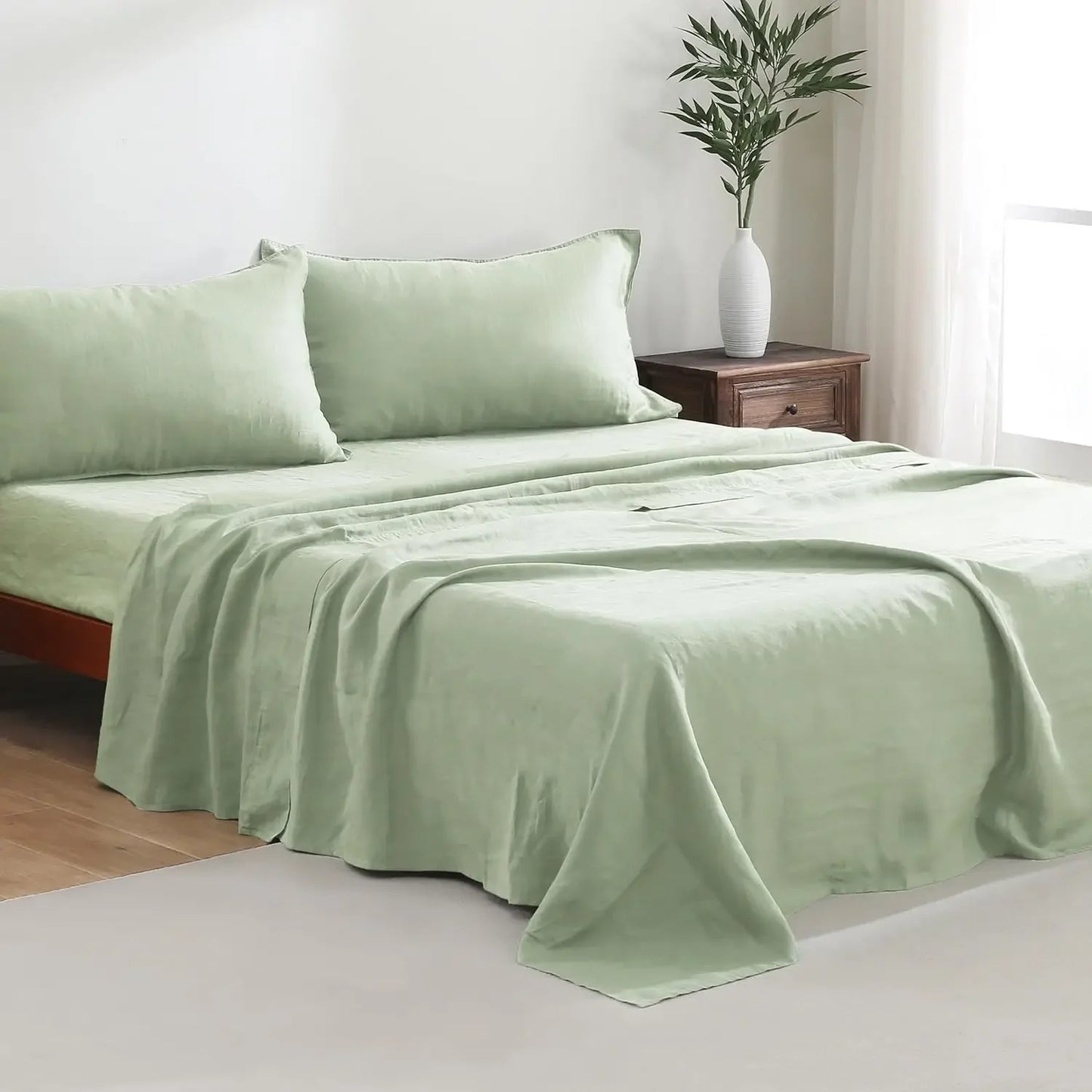 French Linen Sheets Set Natural Flax Bed Sheets Soft Breathable