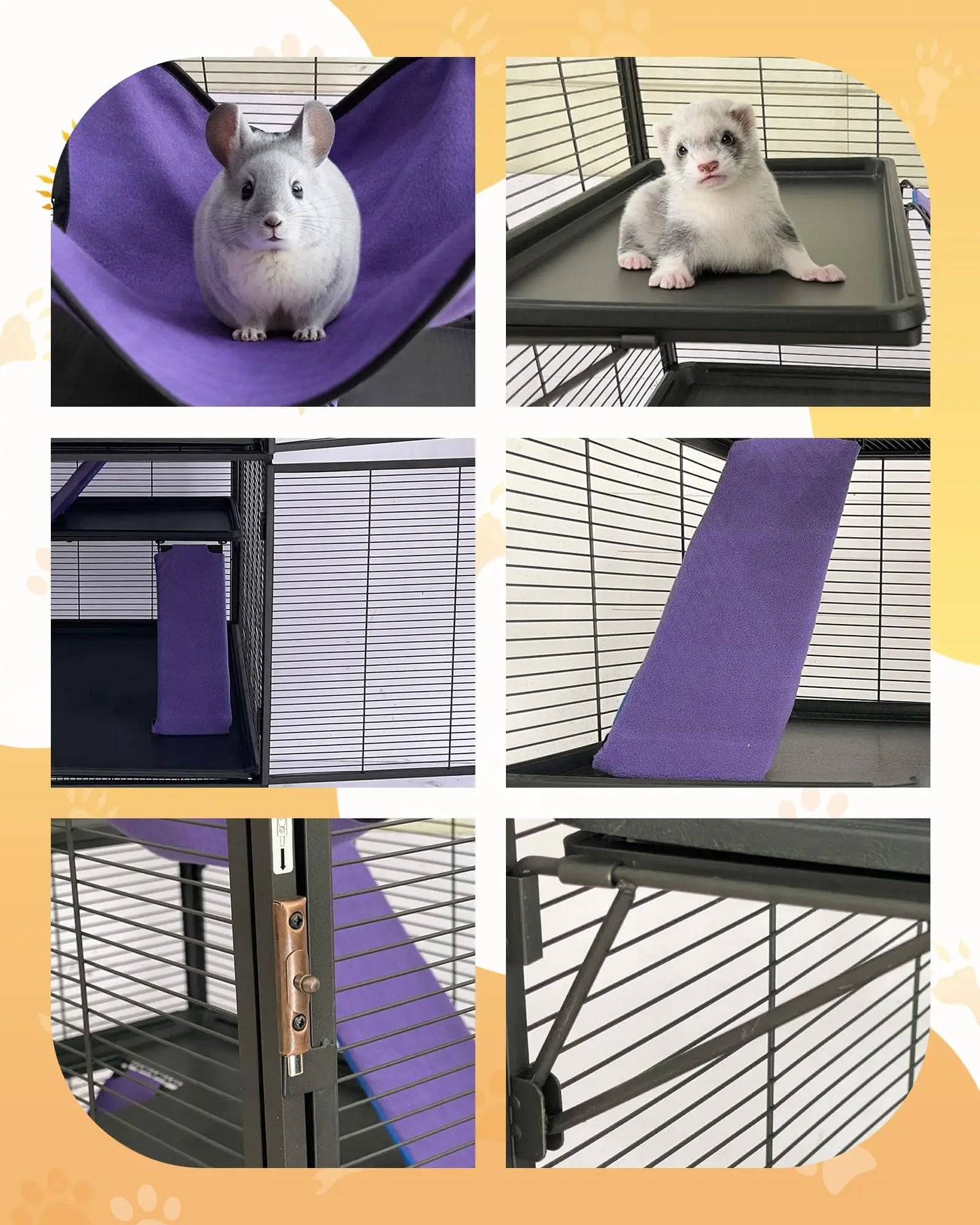 HiMISSCN Heavy Duty Small Animal Cage For Ferrets Chinchillas Lockable Wheels