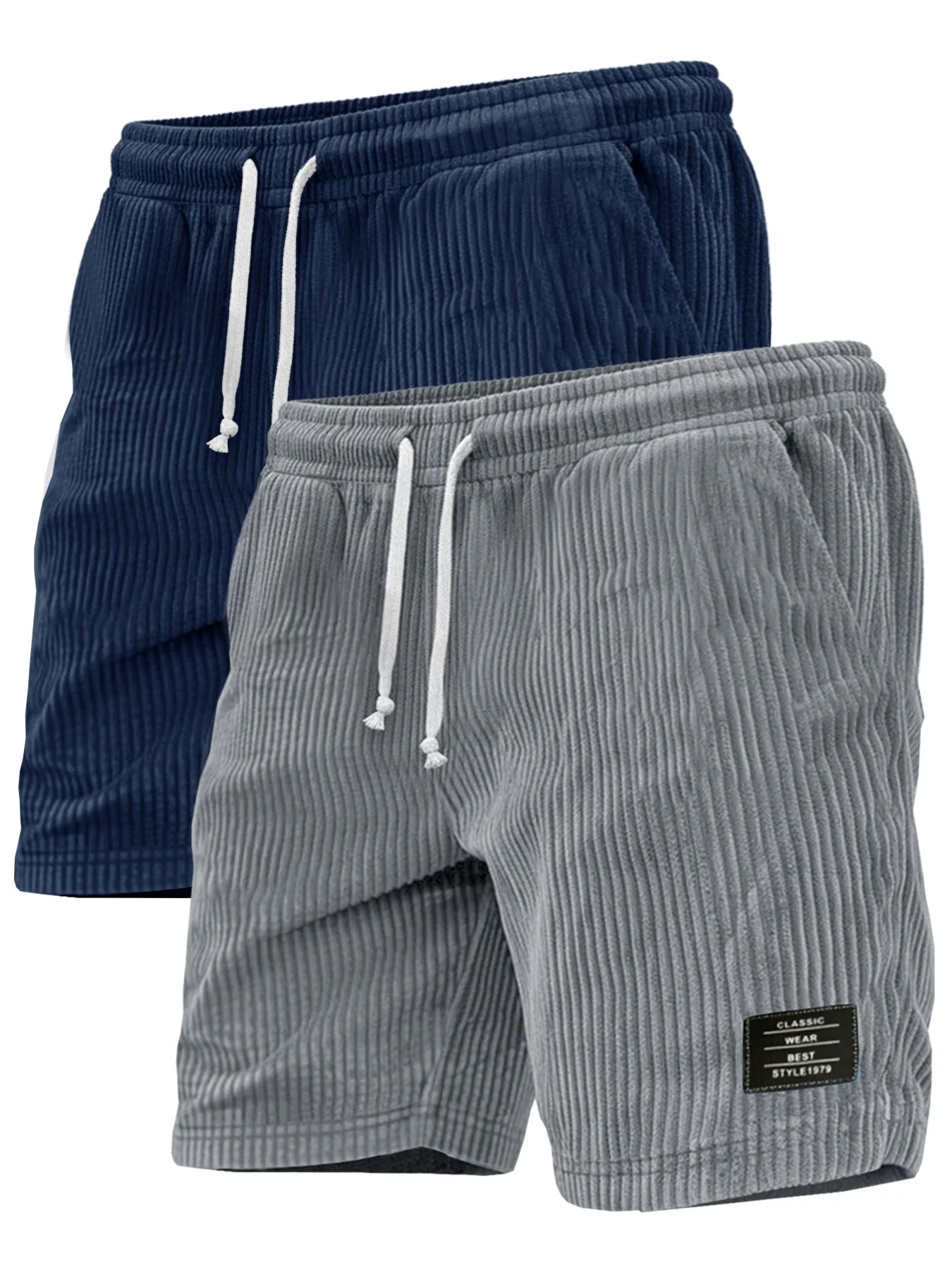 Men's Corduroy Shorts Drawstring Waist Loose Fit With Multi Pockets