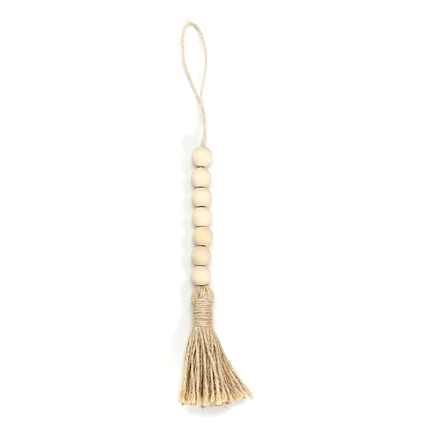 Handmade Rustic Wood Bead Garland With Tassels Wall Decor