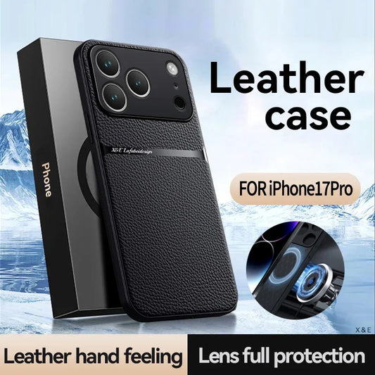 VYOPBC Magnetic Leather Phone Case With Lens Protector for iPhone