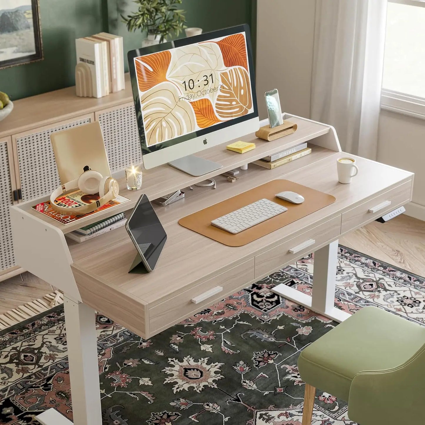 Sturdy Standing Desk With Monitor Shelf For Computer Setups