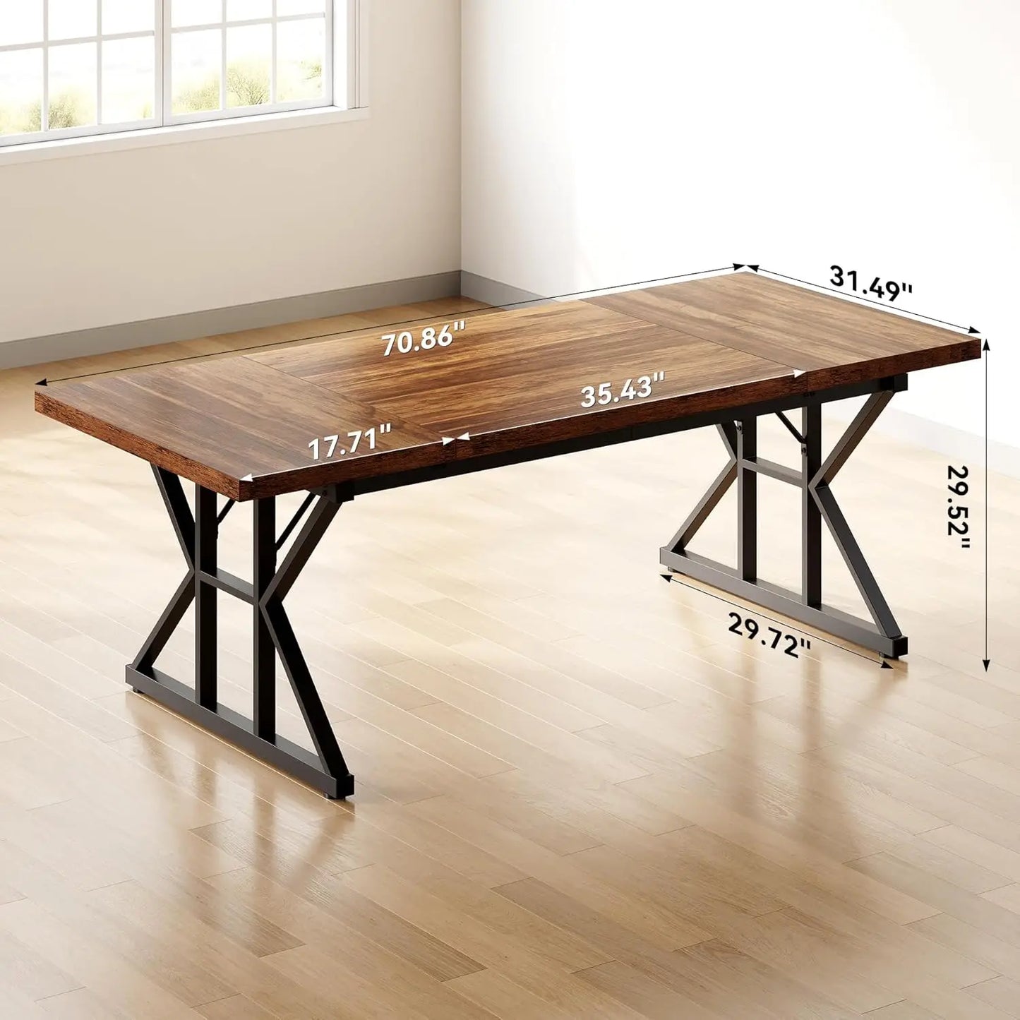 LITTLE TREE Farmhouse Writing Desk Computer Desk For Home Office