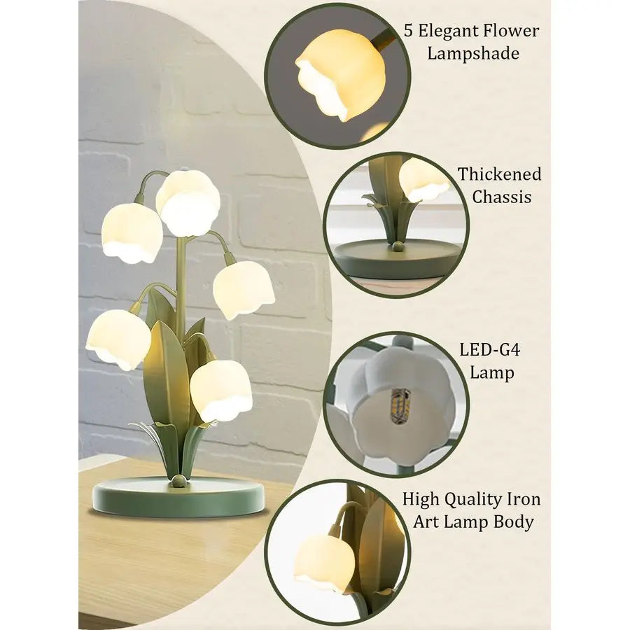 Lily Of The Valley Flower Lamp With Five Bulb Sockets