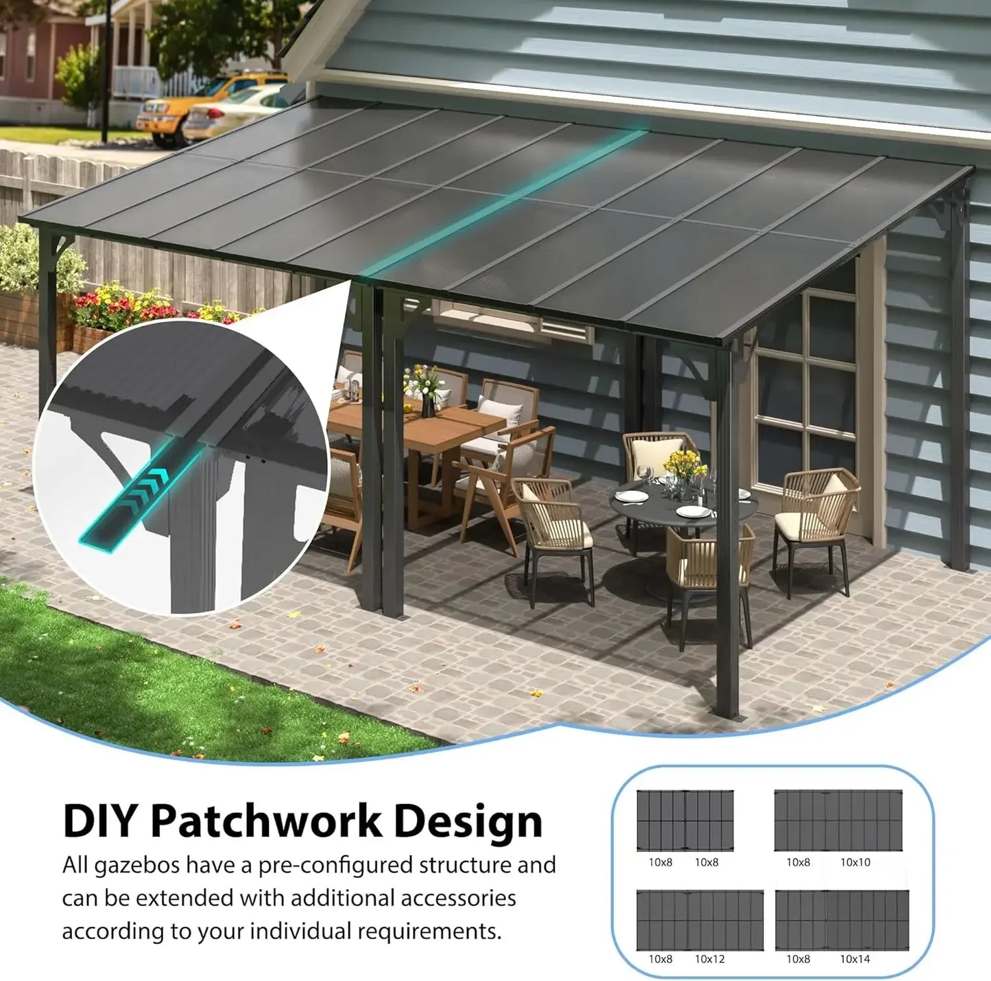 Pergola Gazebo Awnings for Patio with Hardtop