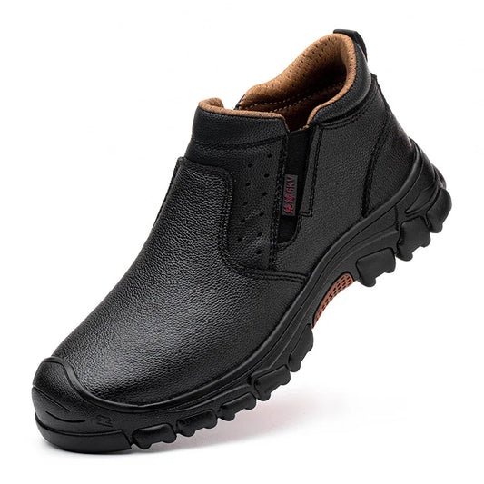 Mens Composite Toe Work Boots Waterproof Leather Upper Rubber Outsole