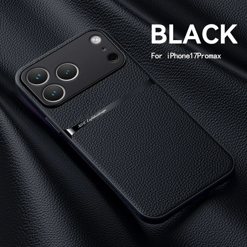 VYOPBC Magnetic Leather Phone Case With Lens Protector for iPhone