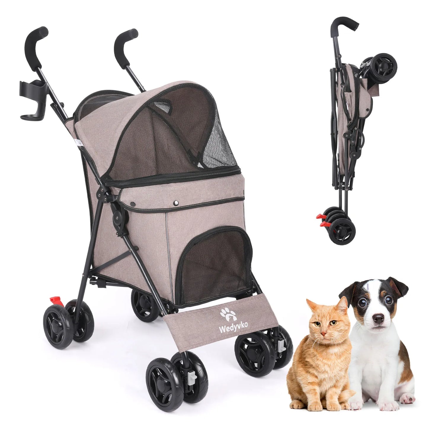 Wedyvko Pet Dog Stroller With Brakes And Storage Travel
