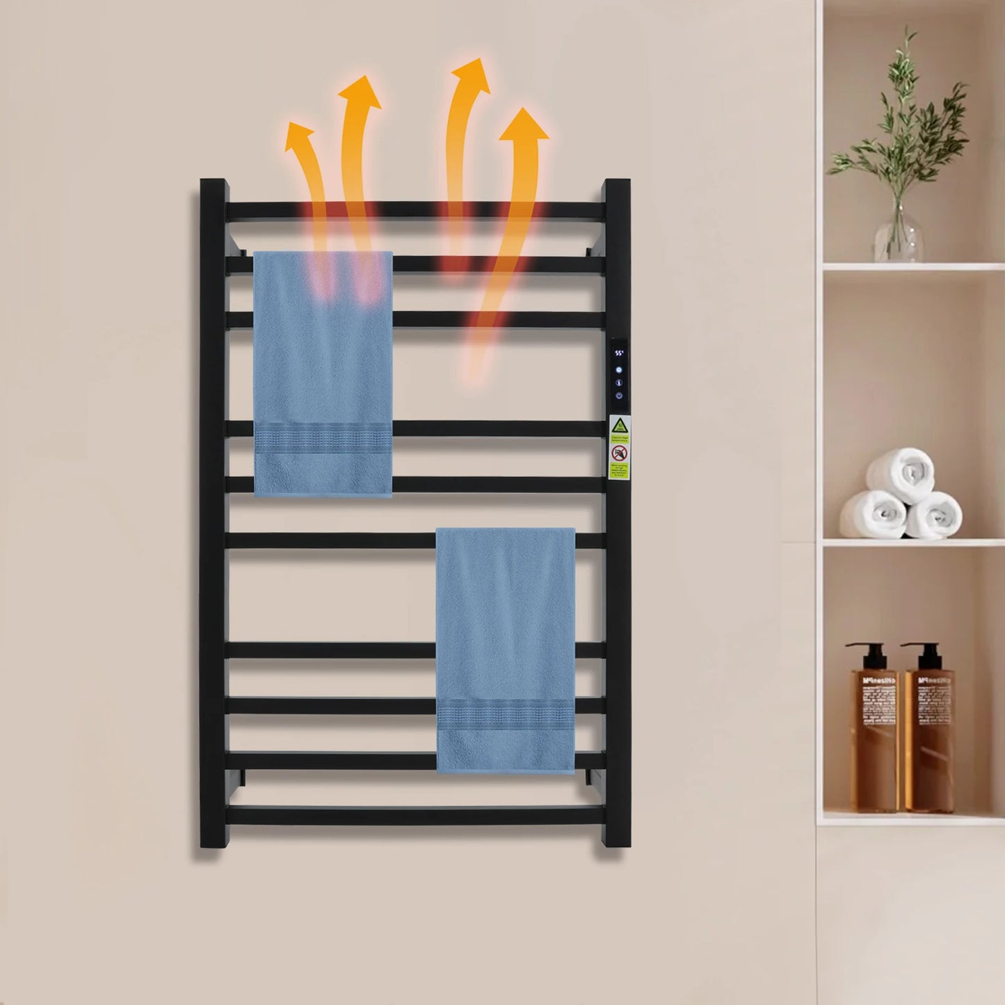 Bathroom Towel Warmer Rack With Timer Wall Mounted Stainless Steel