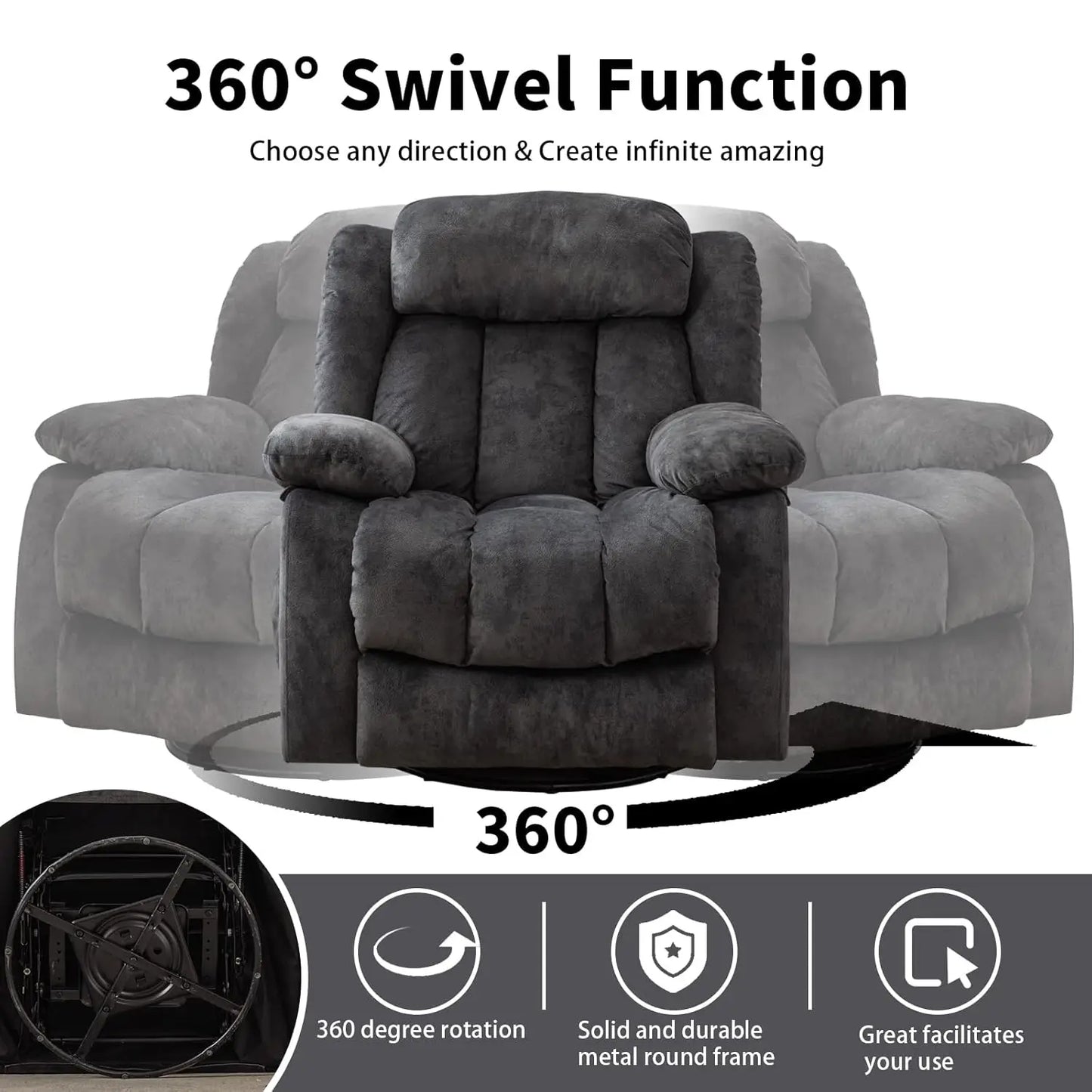 Massage Swivel Rocker Recliner Chair With Heat And Vibration