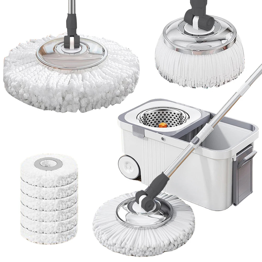 Spin Mop And Bucket Set With 6 Microfiber Refills
