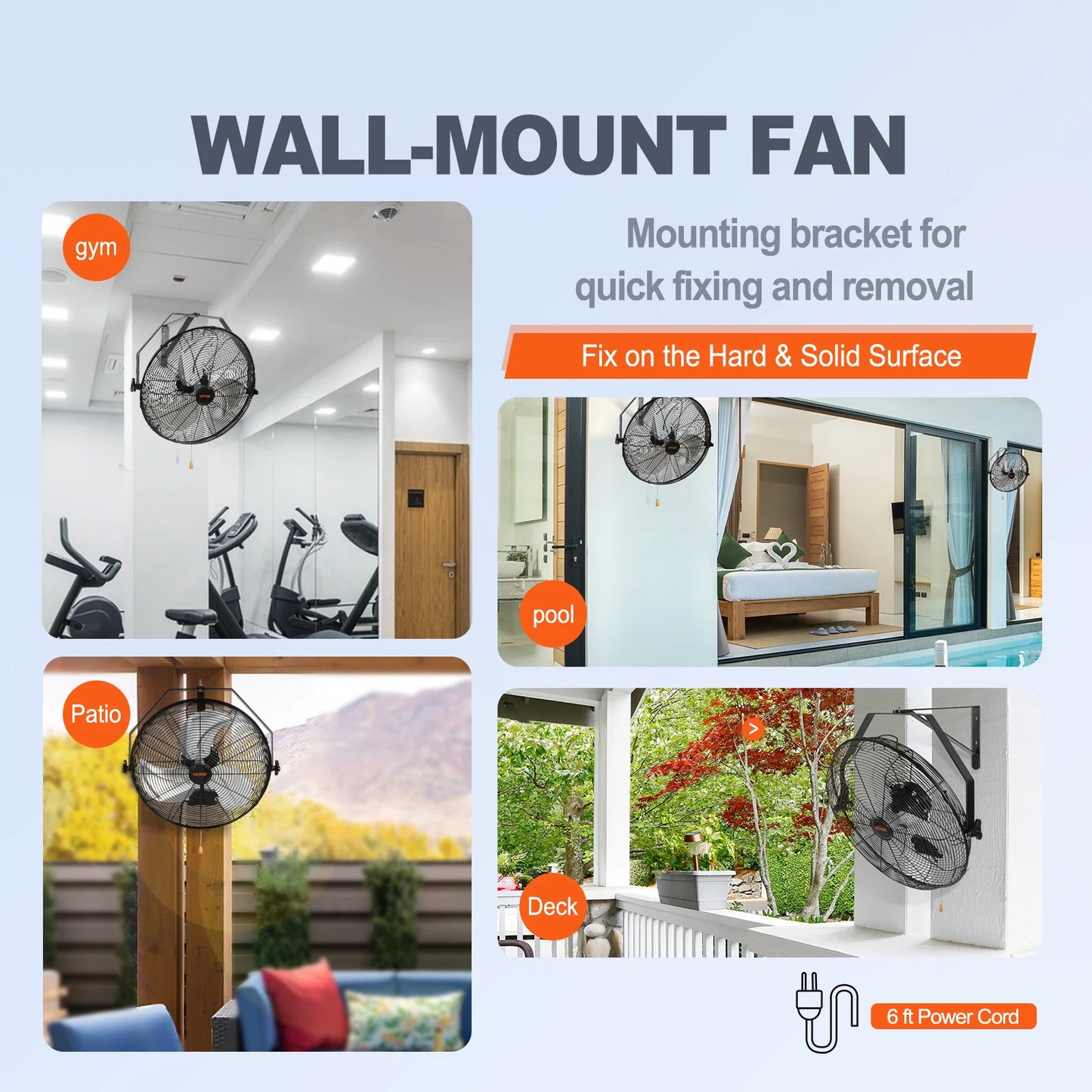 High Velocity Waterproof Oscillating Industrial Wall Fan