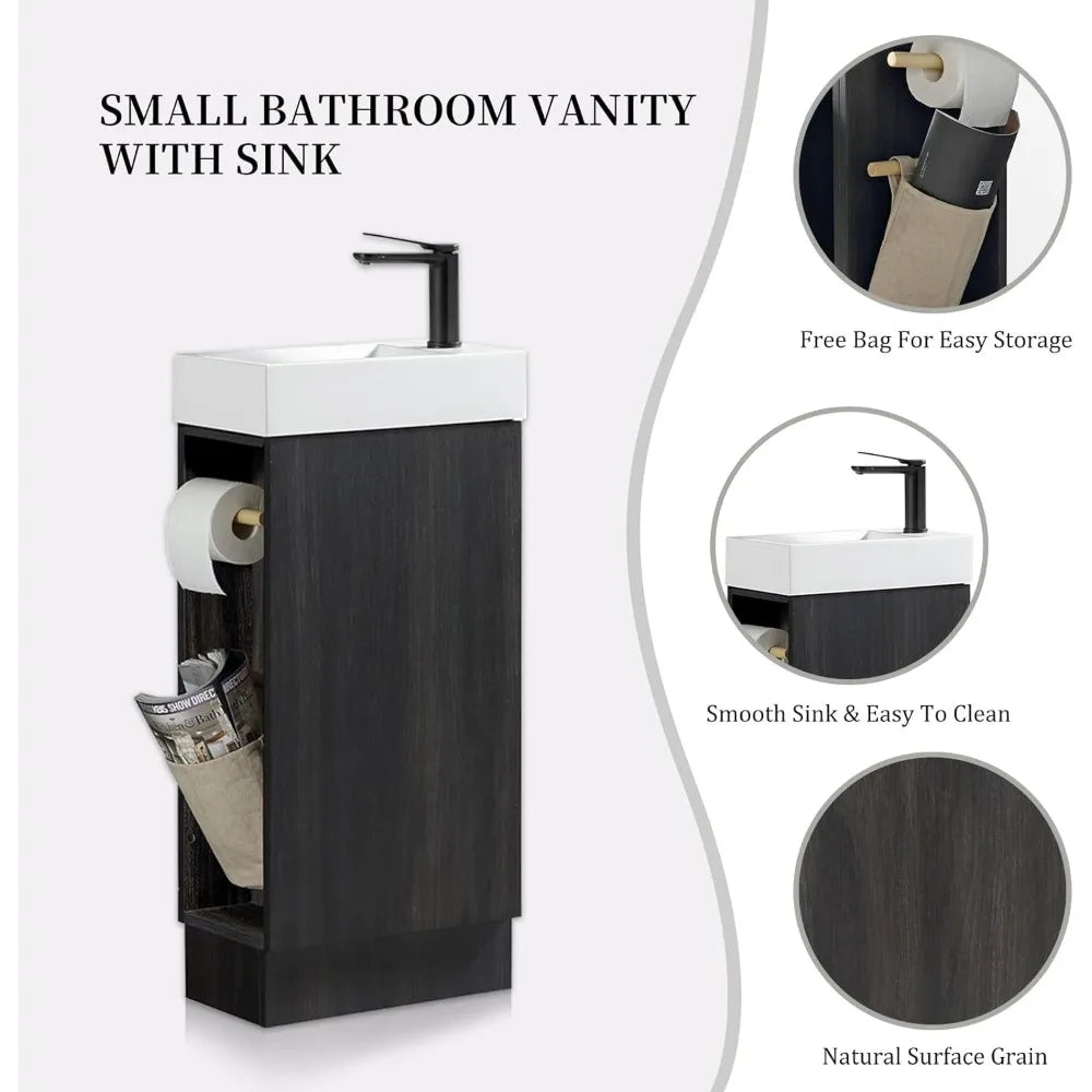Compact Bathroom Vanity With Sink Self Contained Floor Mount