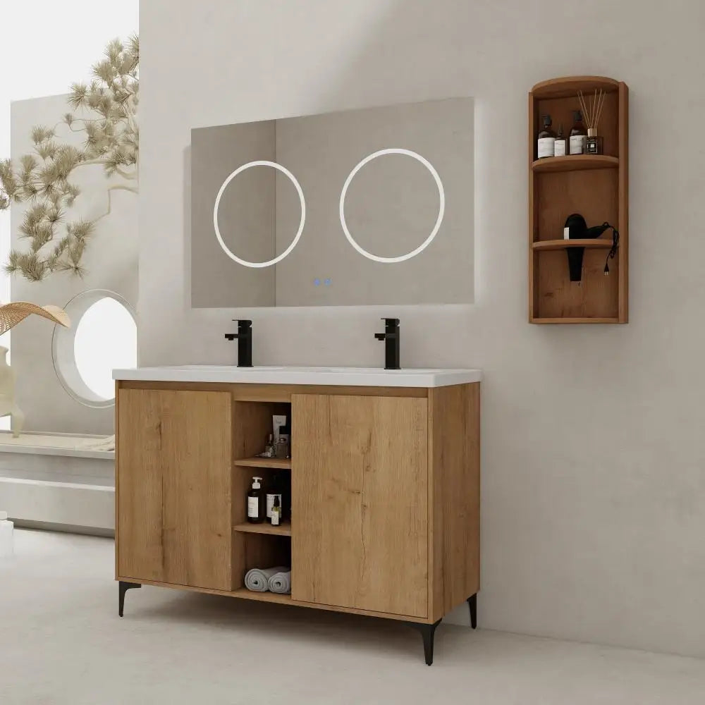 Hign-concerned Freestanding Double Sink Bathroom Vanity Cabinet