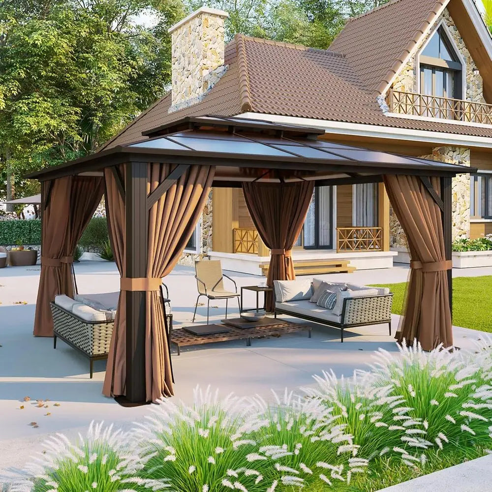 Outdoor Poly Pavilion With Curtains And Netting