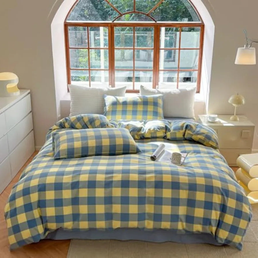 Duvet Cover Set 3 Pieces 100 Percent Washed Cotton Jacquard