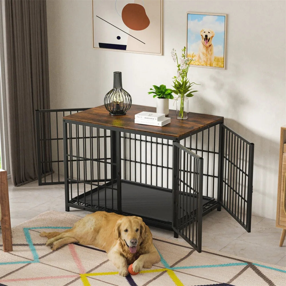 Large Luxury Dog Crate Furniture with 3  Doors