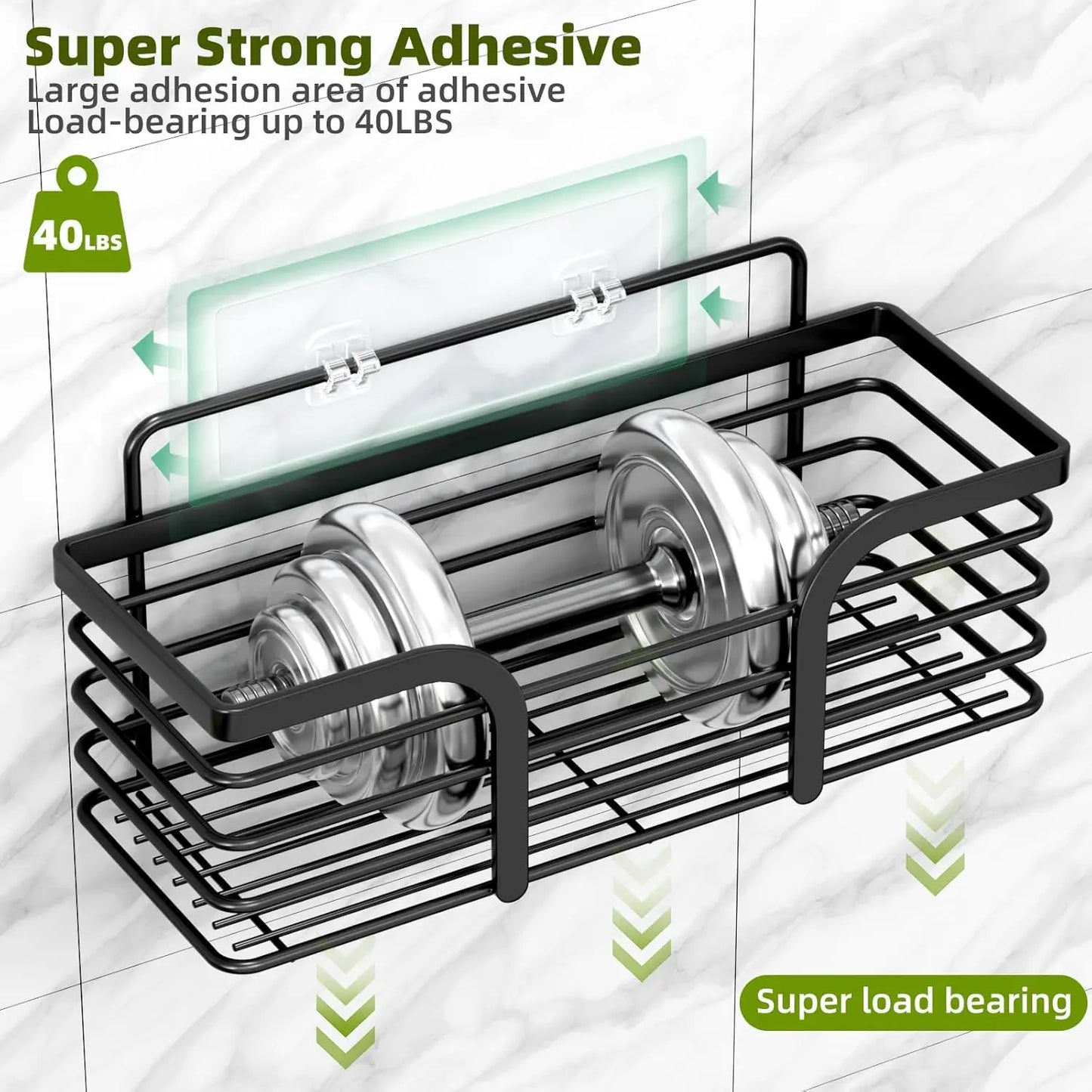Rustproof Shower Caddy With Soap Holder And Hooks