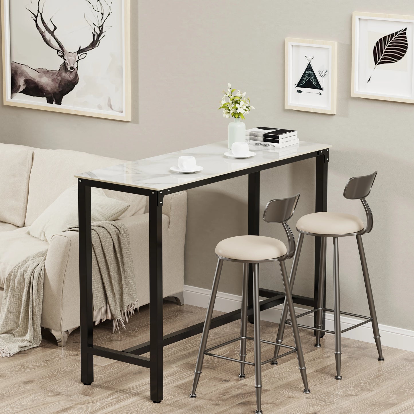 Wisfor Sintered Stone Counter Height Dining Table With Metal Frame