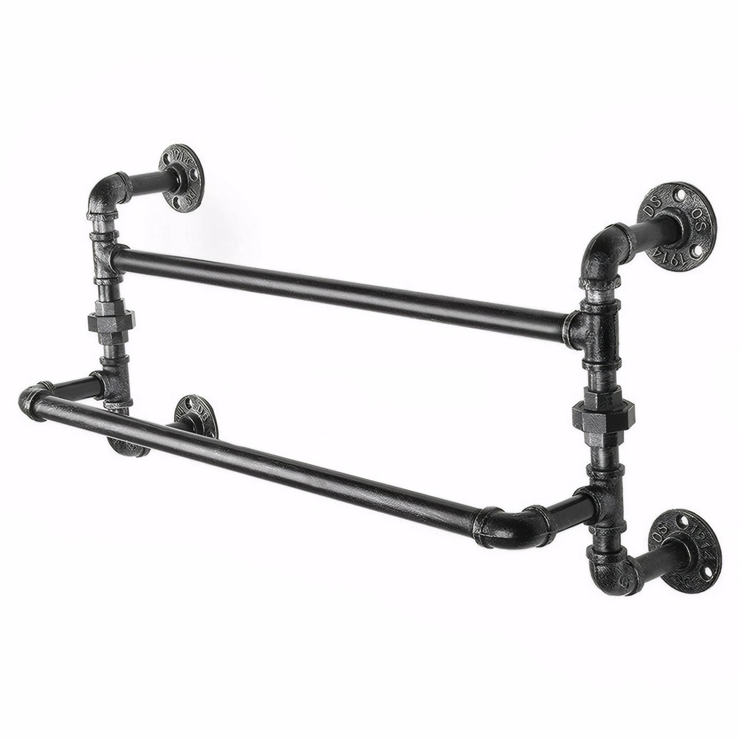 Vintage Industrial Wrought Iron Bathroom Towel Rack Wall Mount Organizer