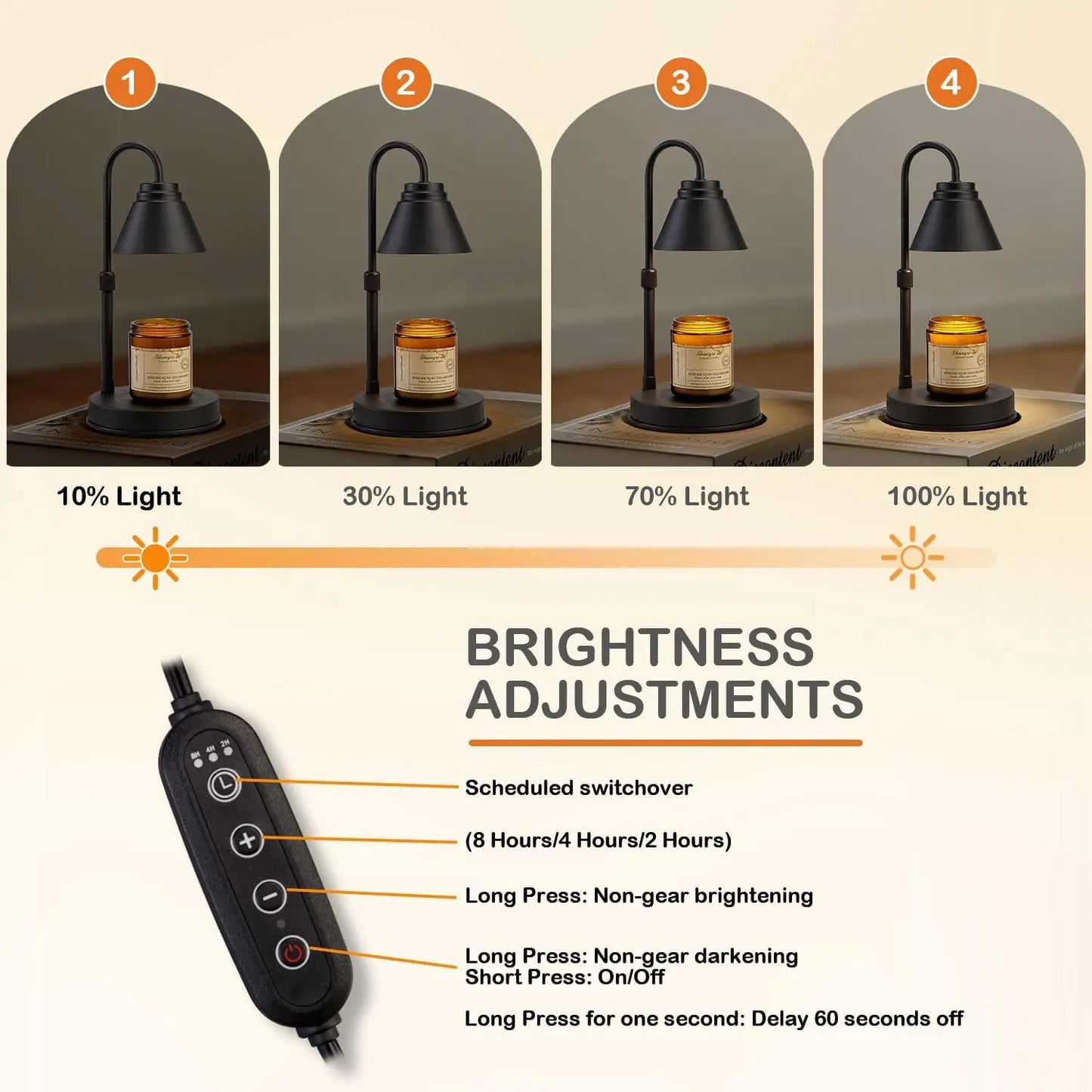 Adjustable Candle Warmer Lamp With Liftable Bracket