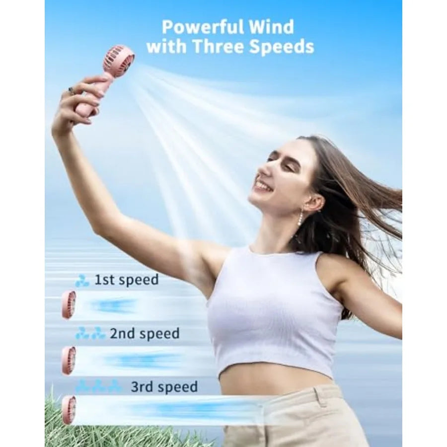 Handheld Fan With Wireless Charging Base Three Speeds