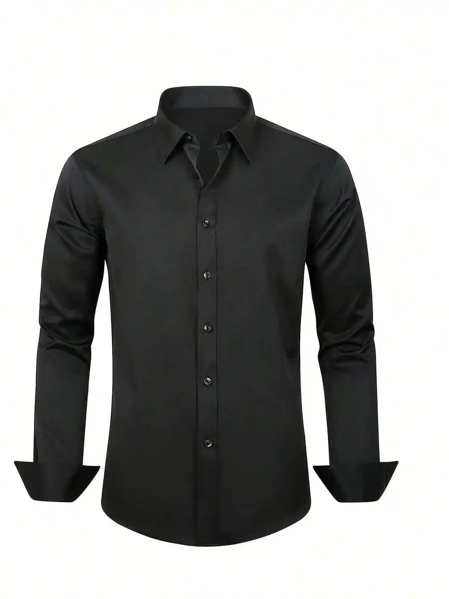 Mens Long Sleeve Formal Poplin Shirt For Business Or Wedding