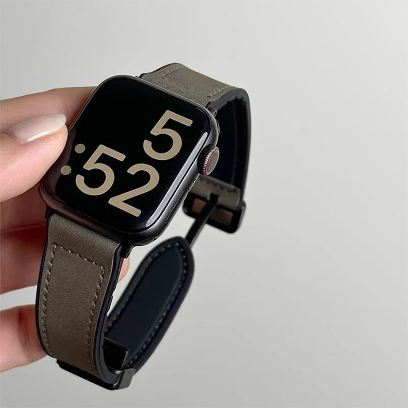 Genuine Leather Watch Strap For AppleWatch Ultra 9 10 SE