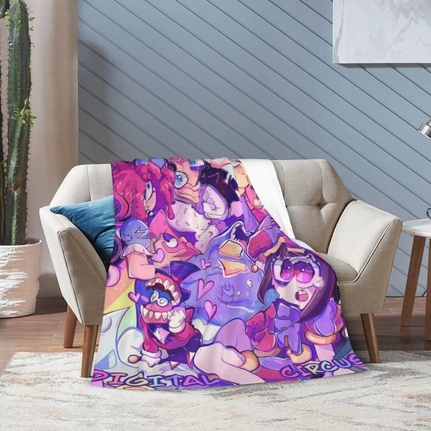 Circus Cartoon Flannel Throw Blanket