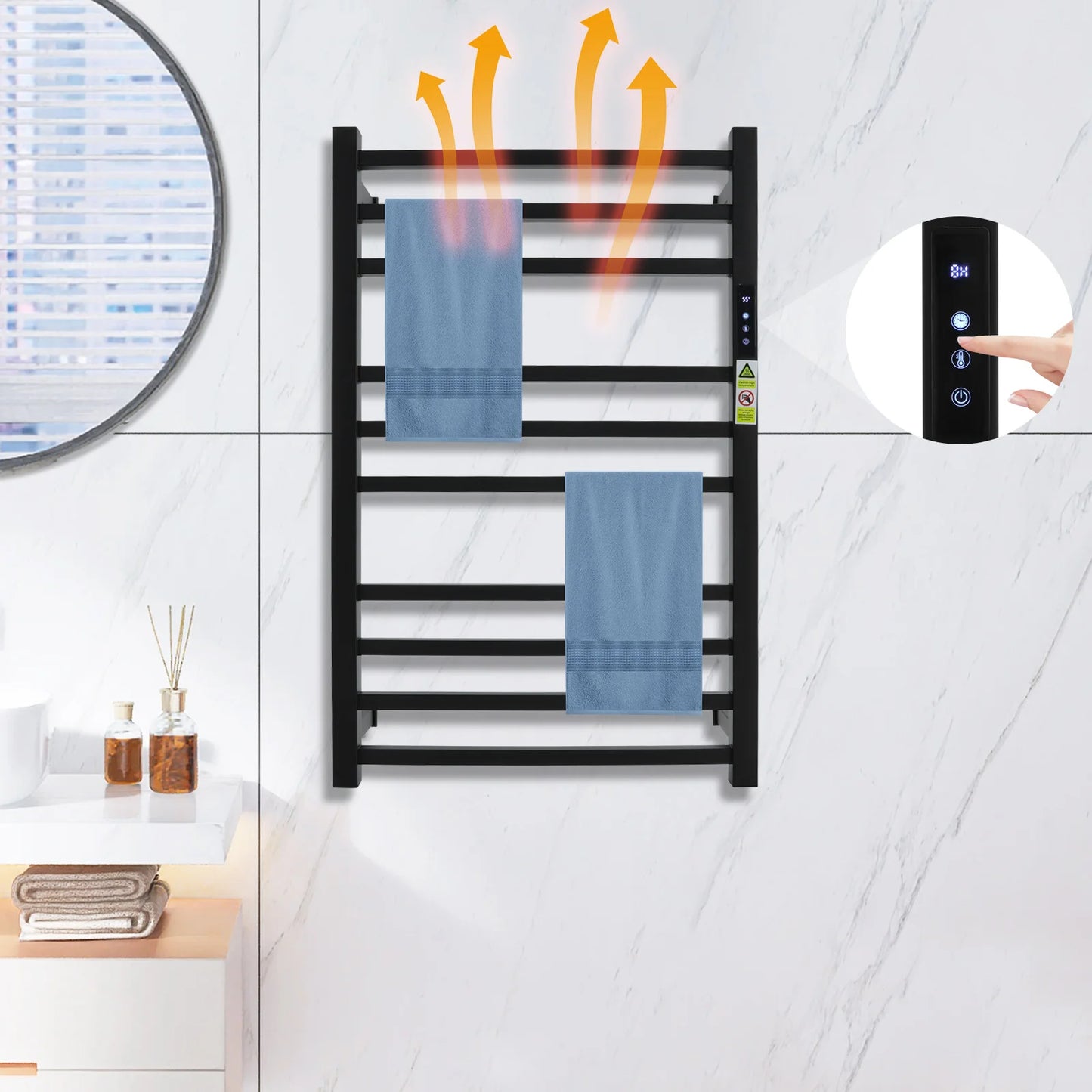 Bathroom Towel Warmer Rack With Timer Wall Mounted Stainless Steel