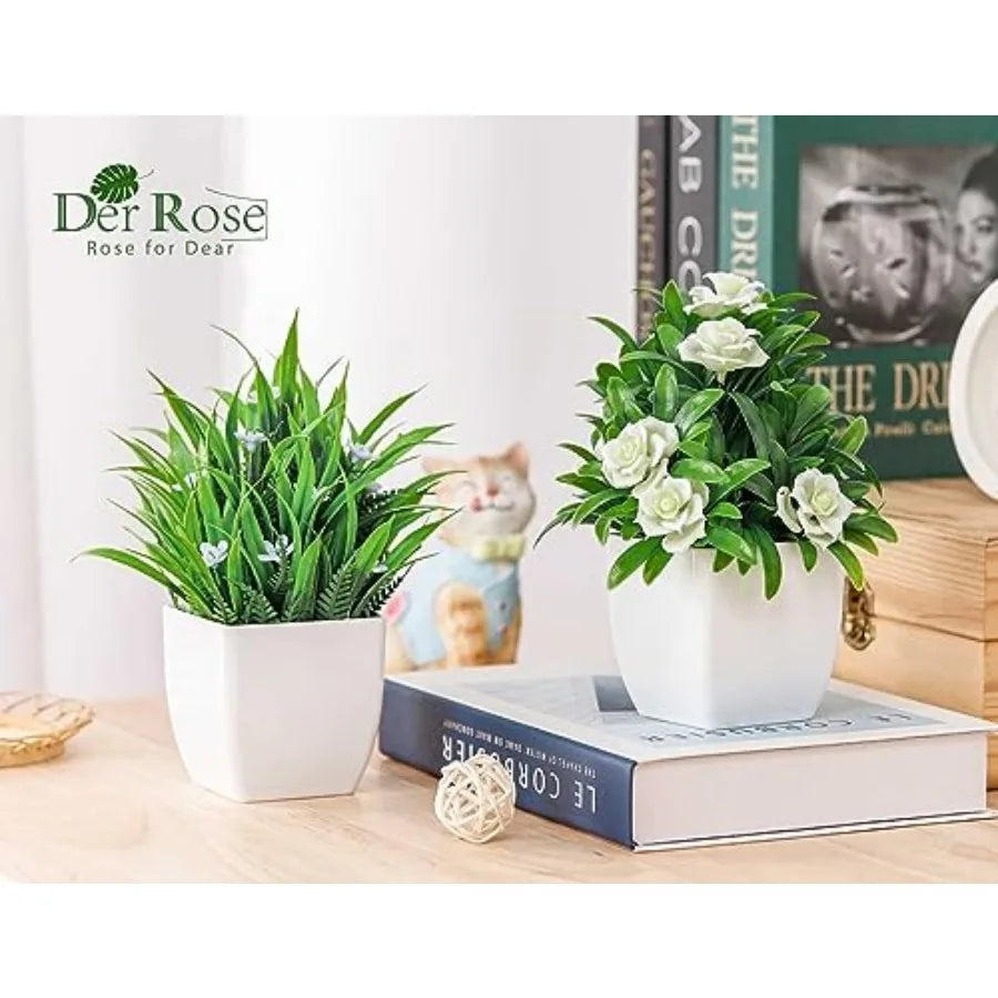 Small Artificial Potted Plants 4 Pack For Indoor Home Decor