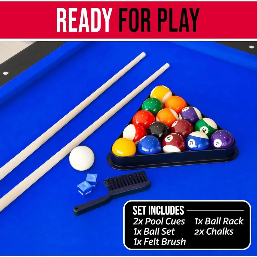 Portable Billiards Table Complete Set With Balls Cues Chalk Brush