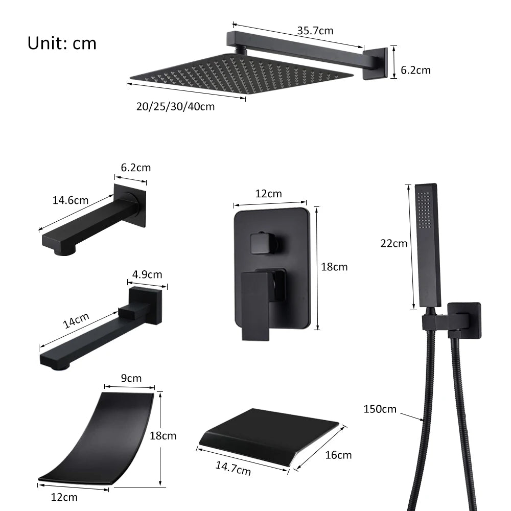 Rain Shower Faucet Set With Tub Spout System