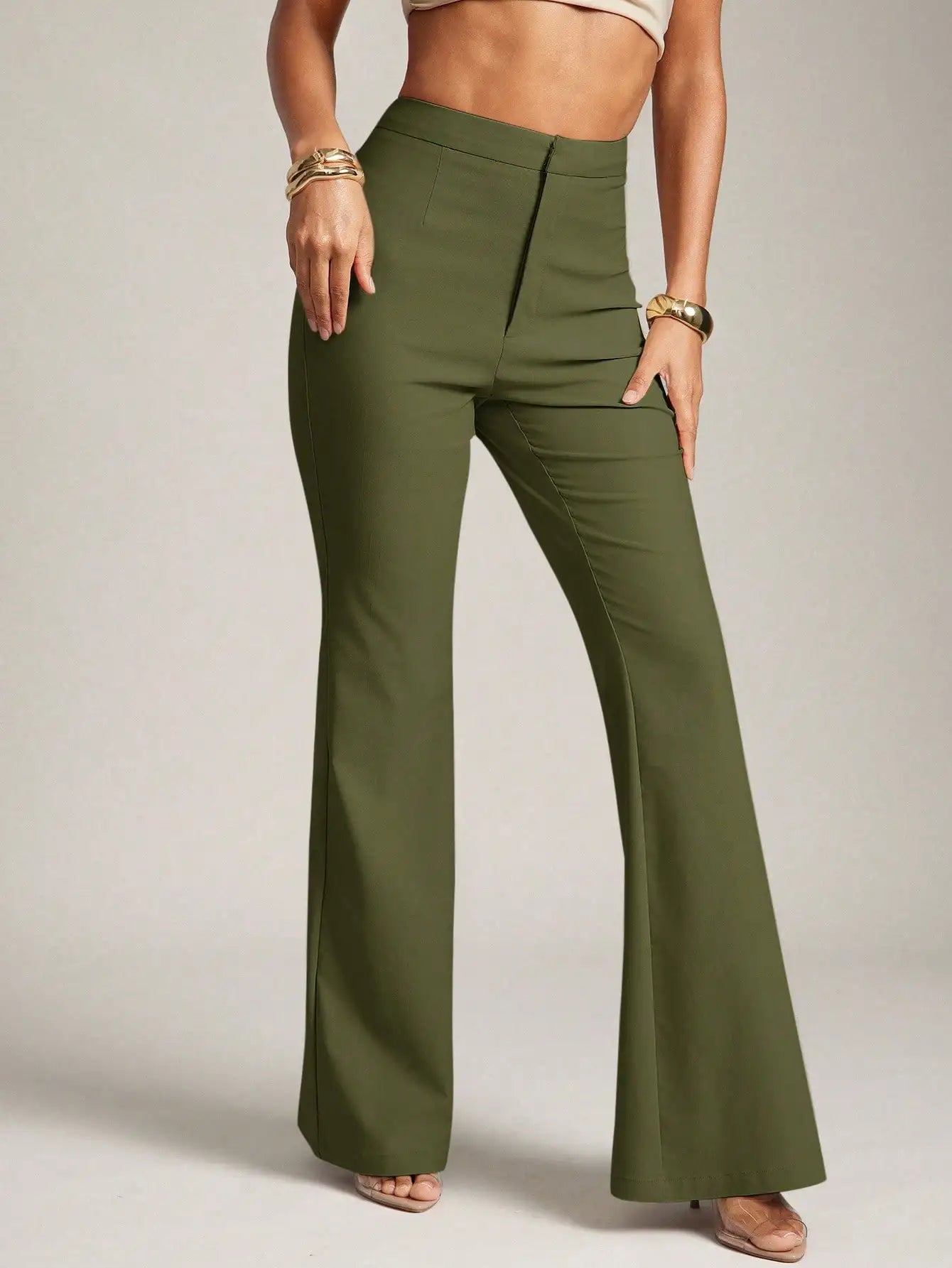 High Waist Flare Leg Pants For Women Office Trousers