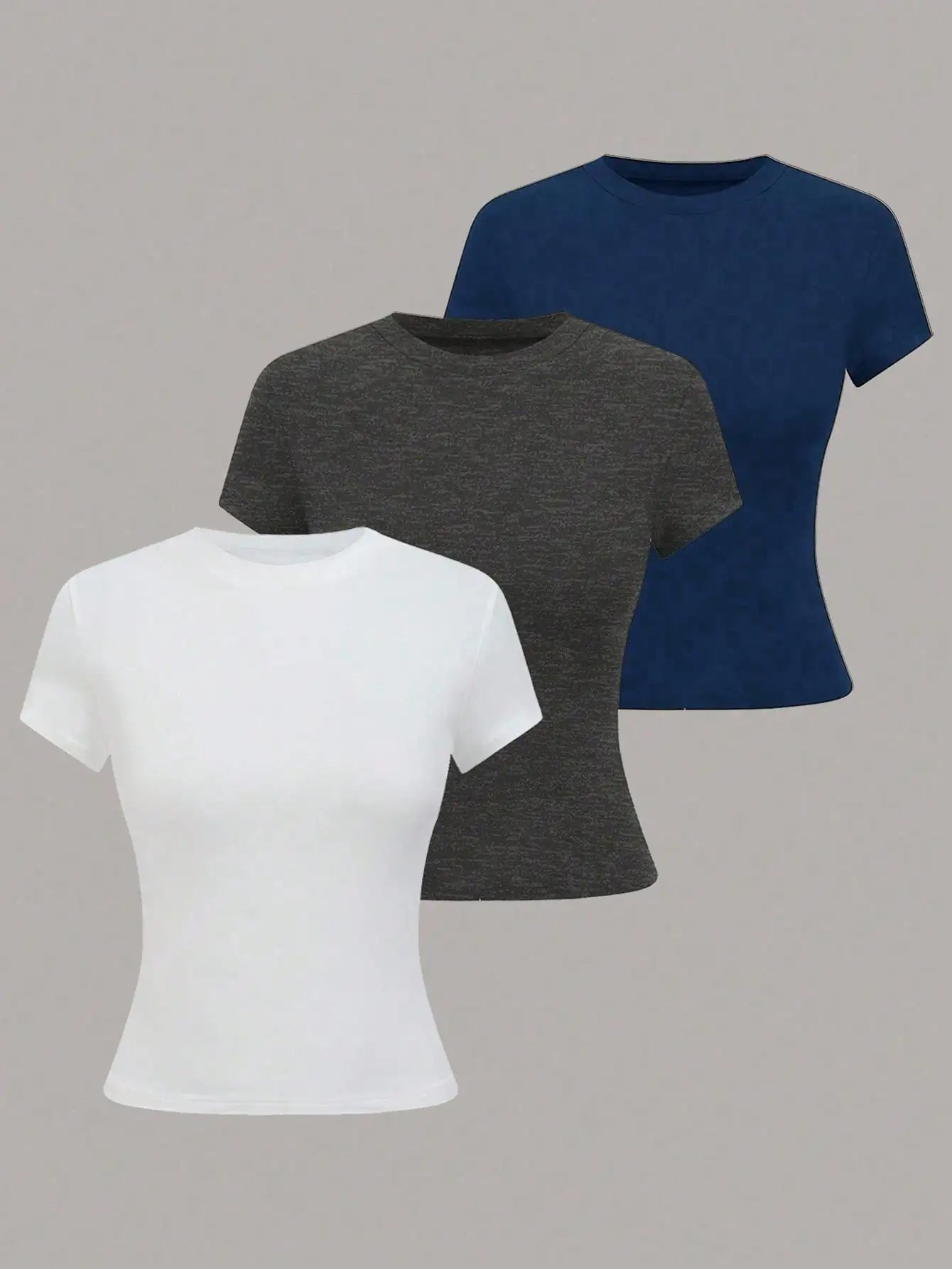 Women's Short Sleeve Knit T Shirt With Elastic Fabric