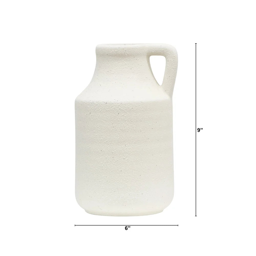 Textured Natural Ceramic Jug Vase Rustic Indoor Centerpiece