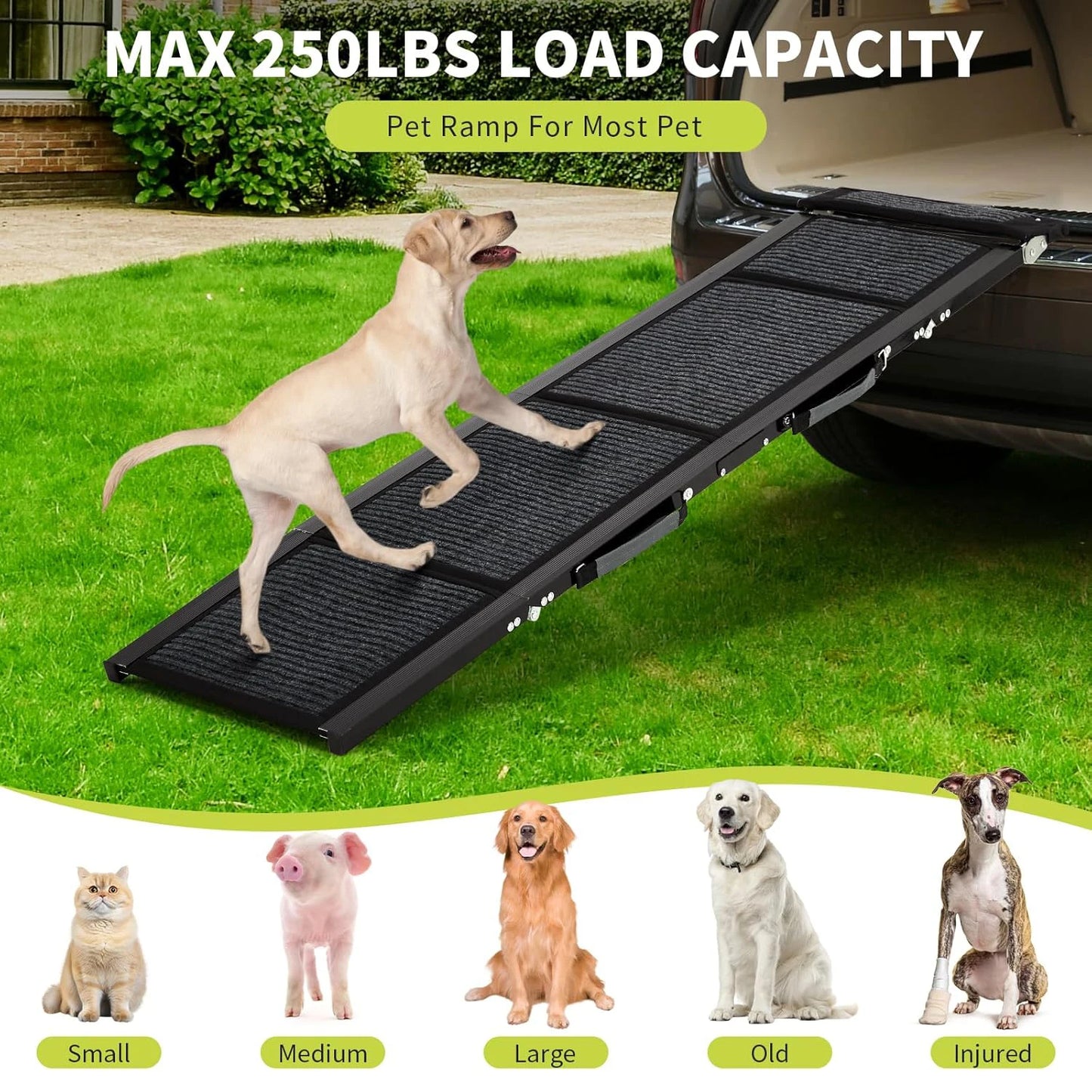 HiMISS Upgraded Folding Pet Ramp for Large Dogs Non Slip