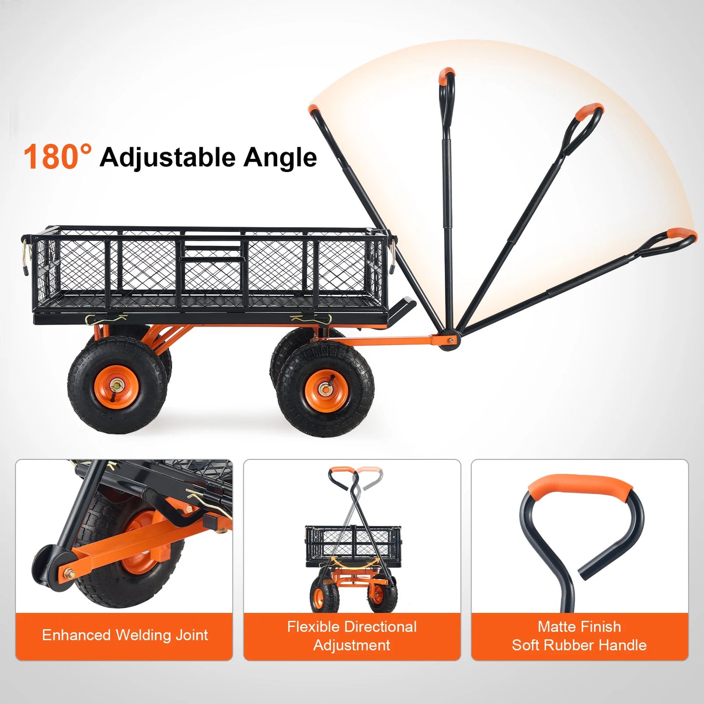 SucceBuy Versatile Dump Cart Wheelbarrow 400 to 880 Pounds Capacity