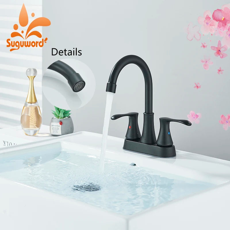 Two-Hole Deck Mounted Dual-Handle Bathroom Faucet