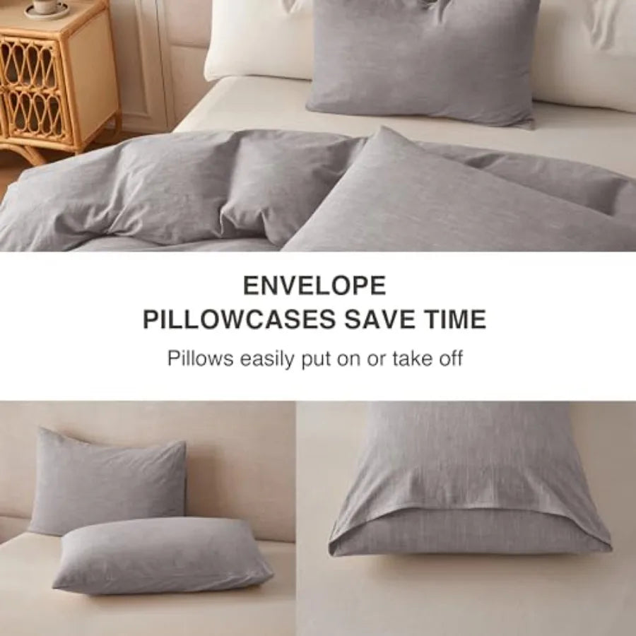 Linen Duvet Cover Set Cotton Linen Blend Jacquard Bedding